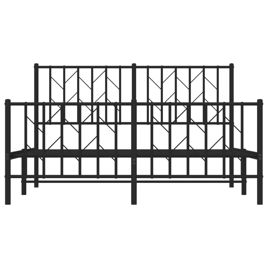 fekete fém ágykeret fej- és lábtámlával 135 x 190 cm