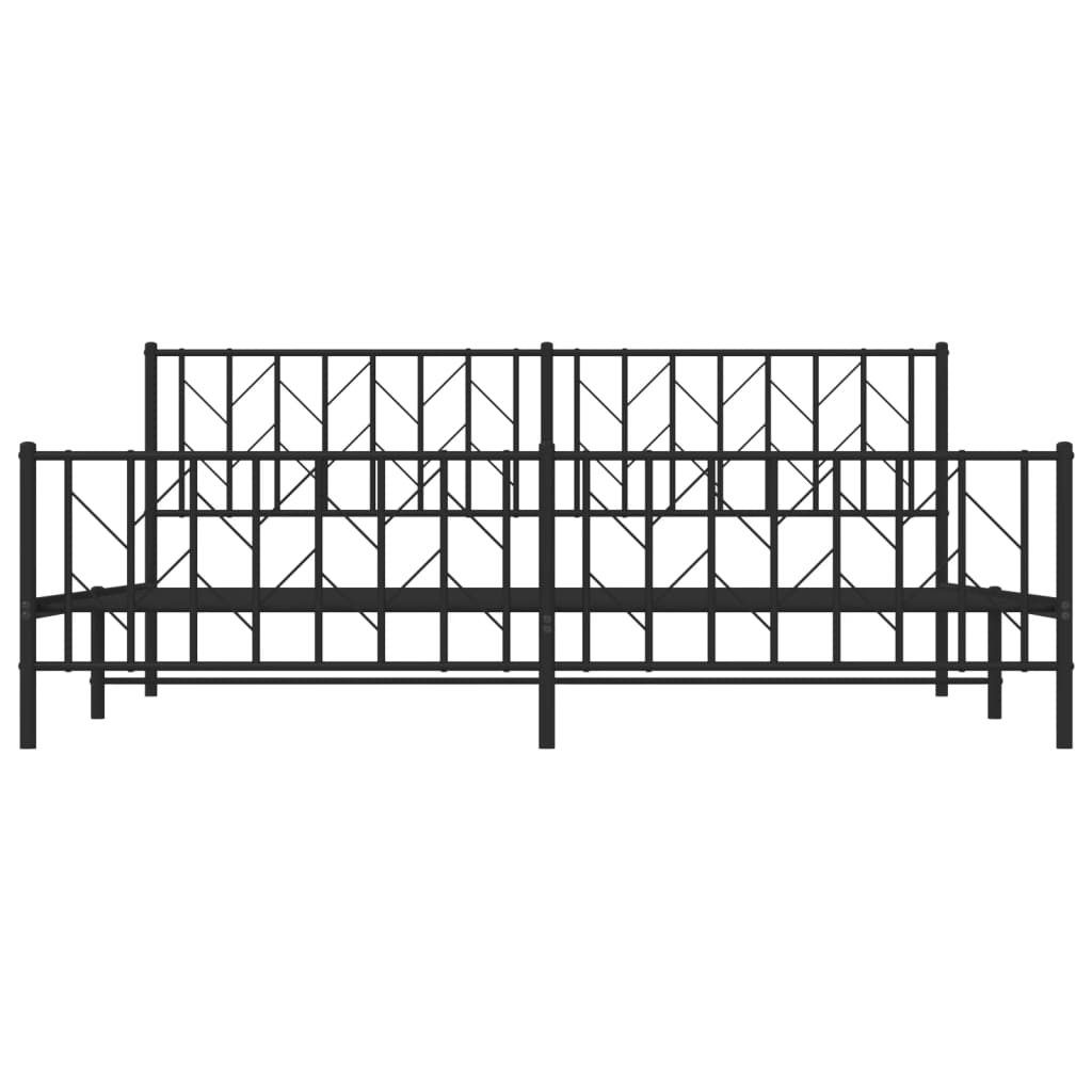 fekete fém ágykeret fej- és lábtámlával 200 x 200 cm