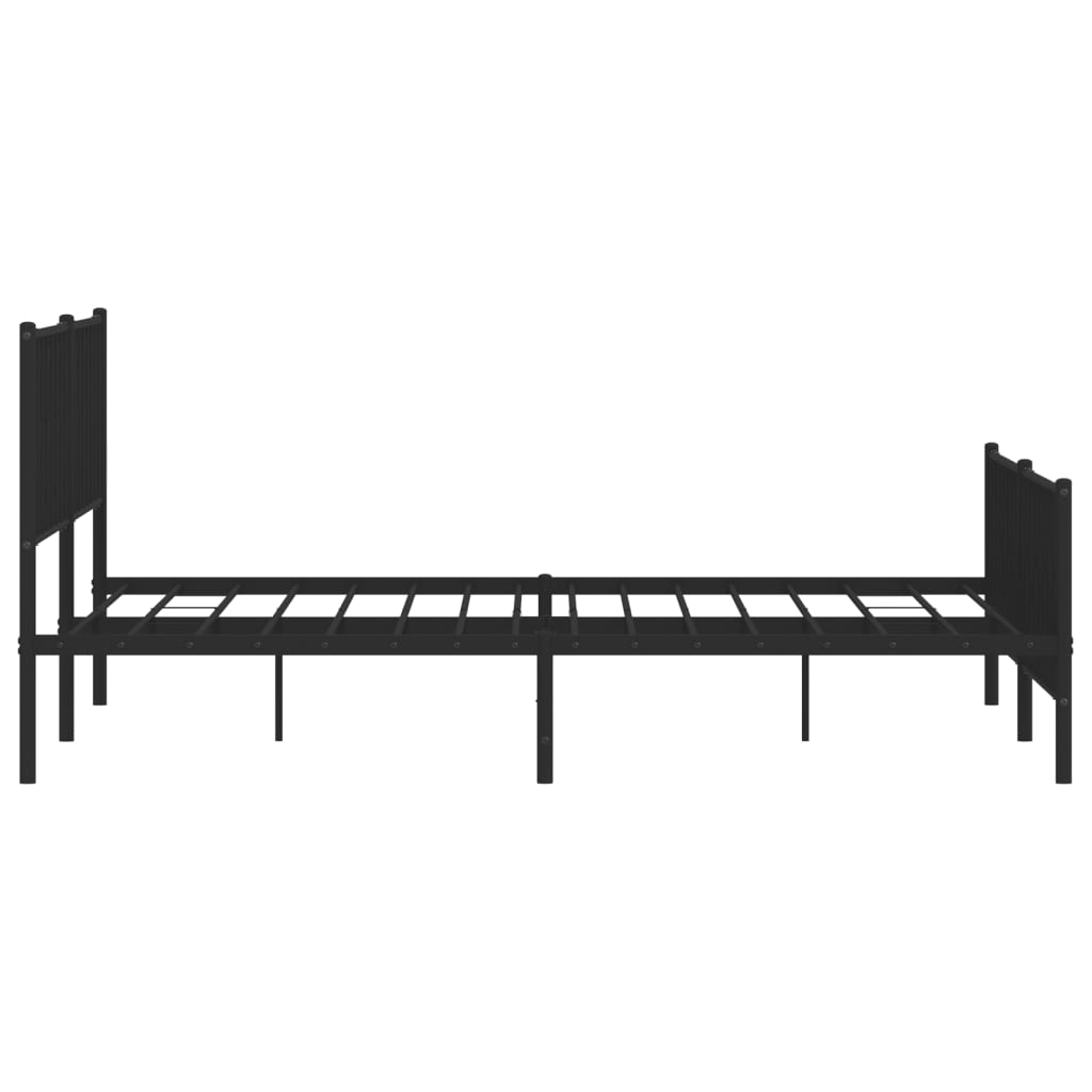 fekete fém ágykeret fej- és lábtámlával 200 x 200 cm