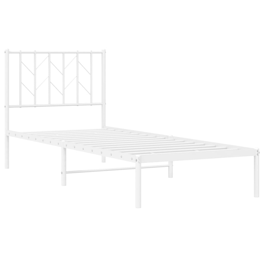 fehér fém ágykeret fejtámlával 80x200 cm
