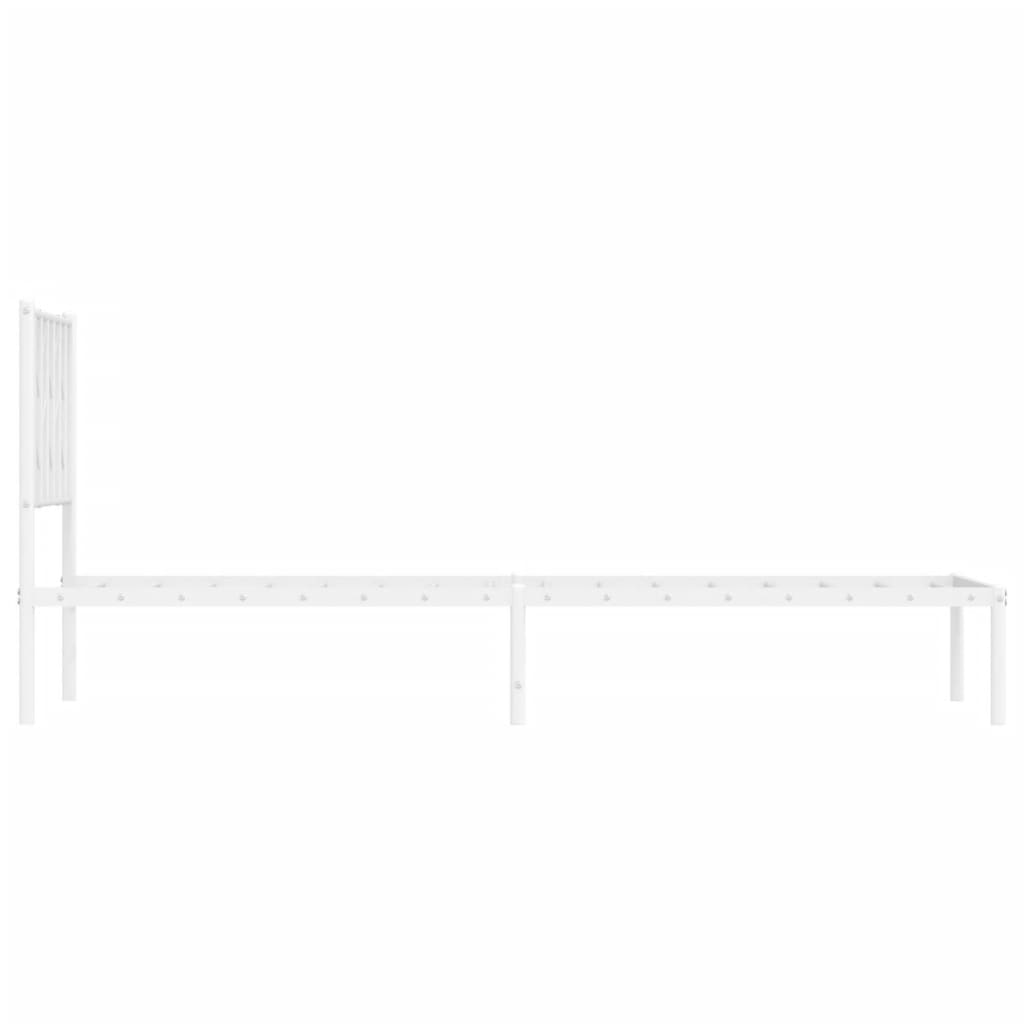 fehér fém ágykeret fejtámlával 80x200 cm