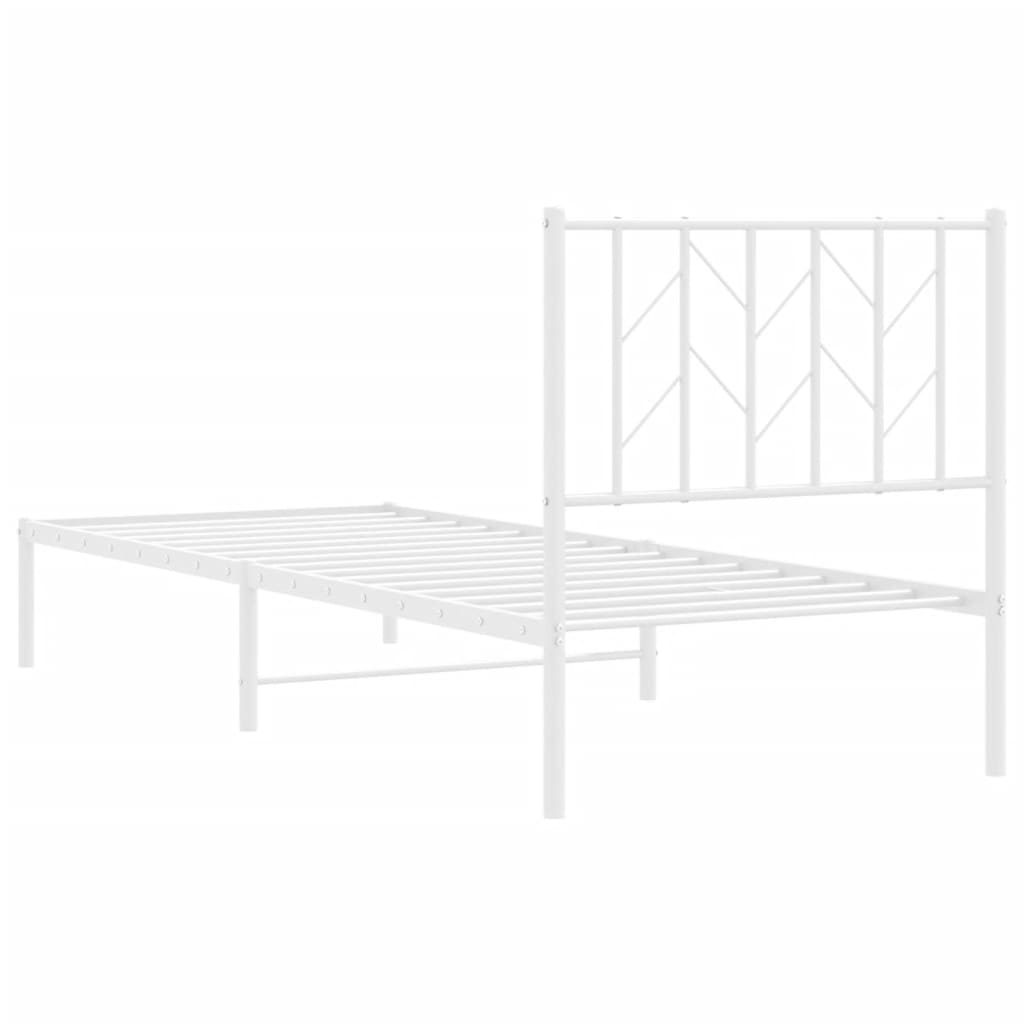 fehér fém ágykeret fejtámlával 80x200 cm