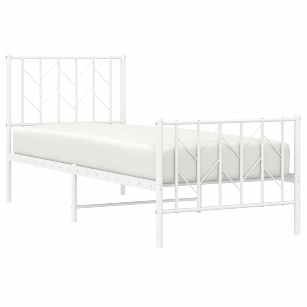 fehér fém ágykeret fej- és lábtámlával 75 x 190 cm