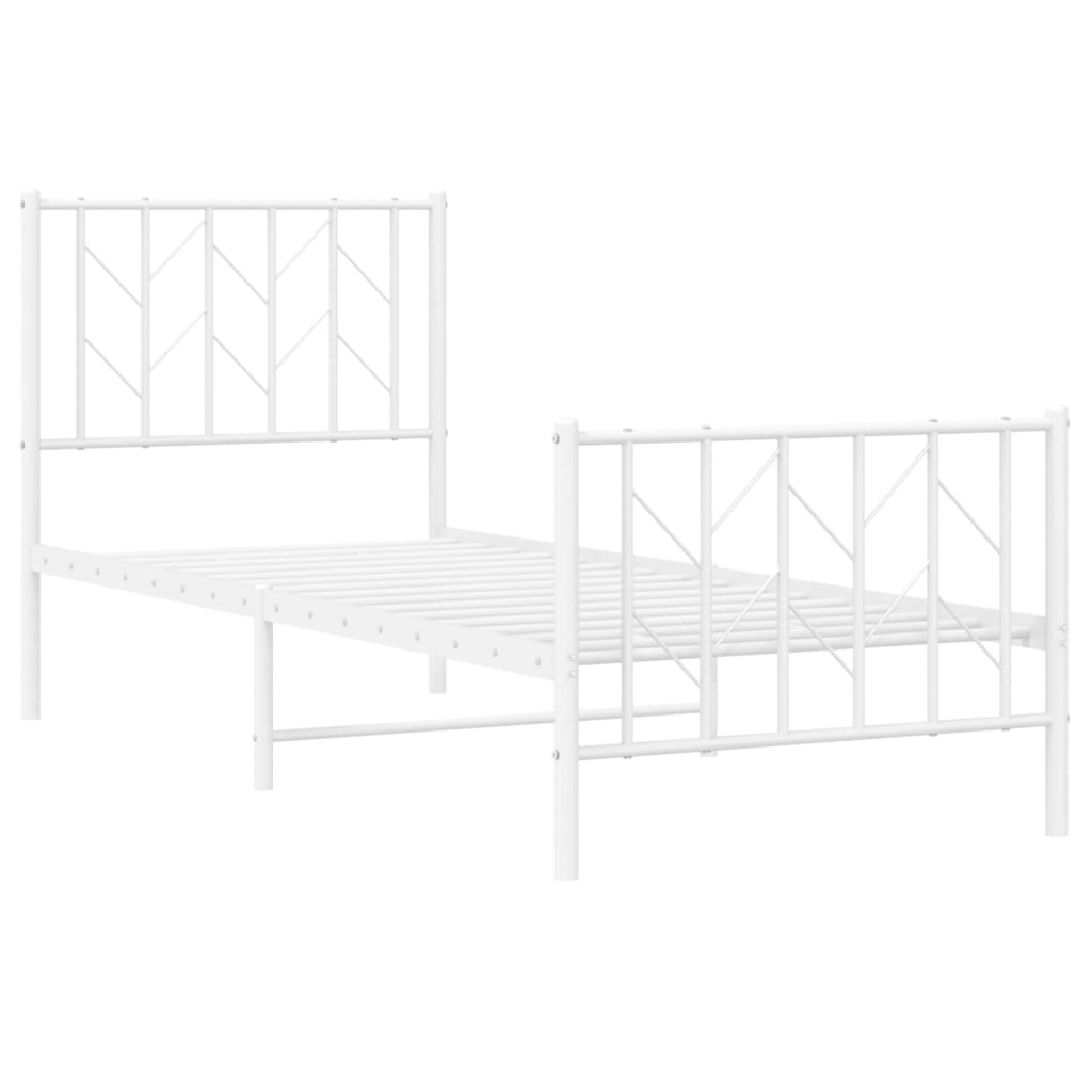 fehér fém ágykeret fej- és lábtámlával 75 x 190 cm