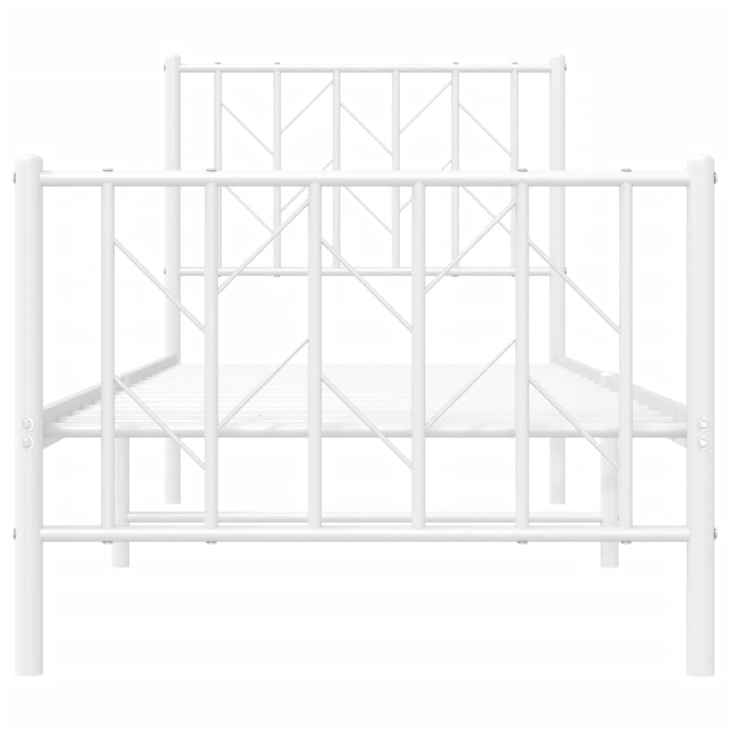 fehér fém ágykeret fej- és lábtámlával 75 x 190 cm