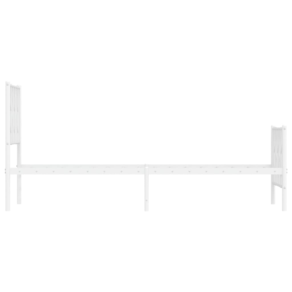 fehér fém ágykeret fej- és lábtámlával 75 x 190 cm