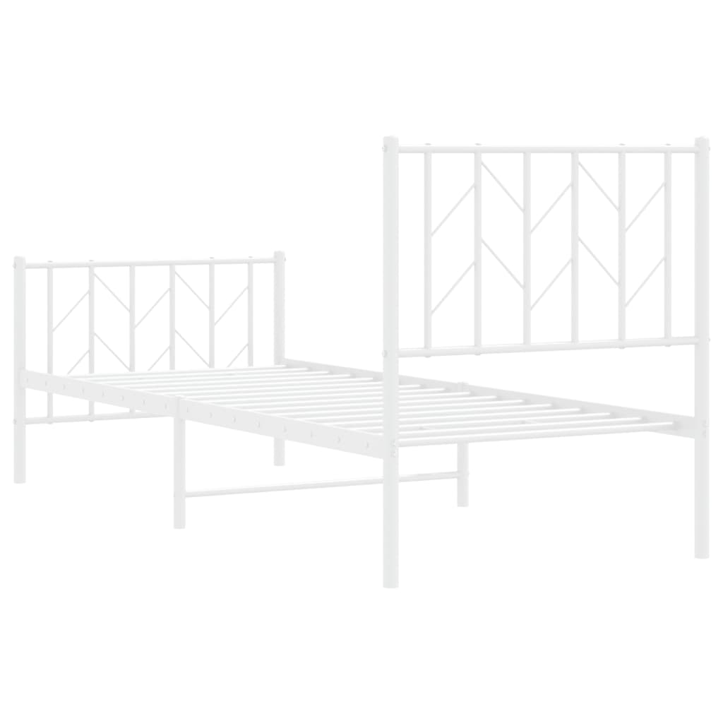 fehér fém ágykeret fej- és lábtámlával 75 x 190 cm