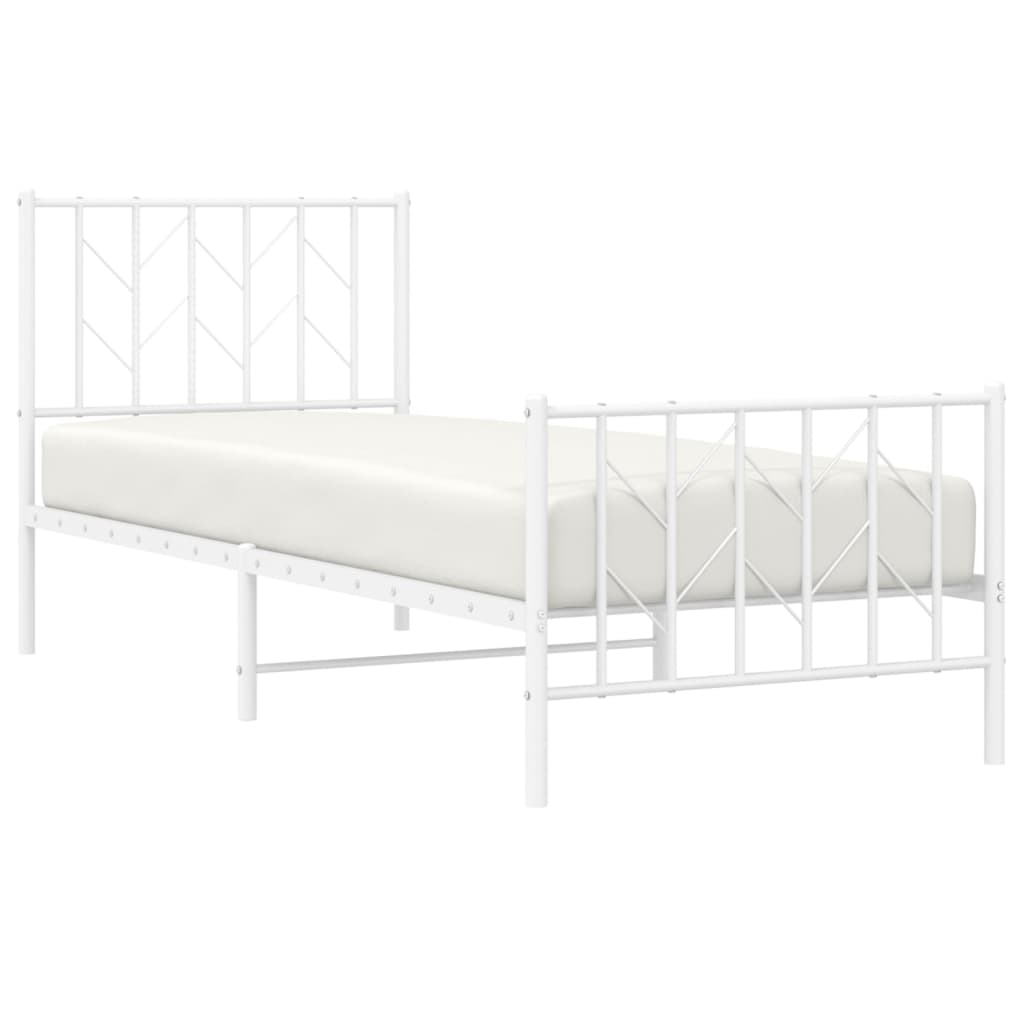 fehér fém ágykeret fej- és lábtámlával 80 x 200 cm