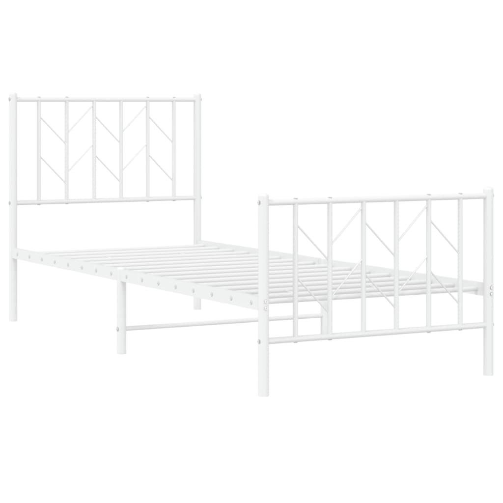 fehér fém ágykeret fej- és lábtámlával 80 x 200 cm
