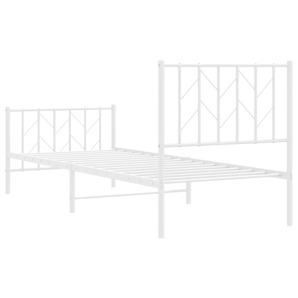 fehér fém ágykeret fej- és lábtámlával 80 x 200 cm