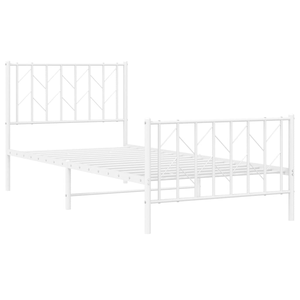 fehér fém ágykeret fej- és lábtámlával 90 x 200 cm