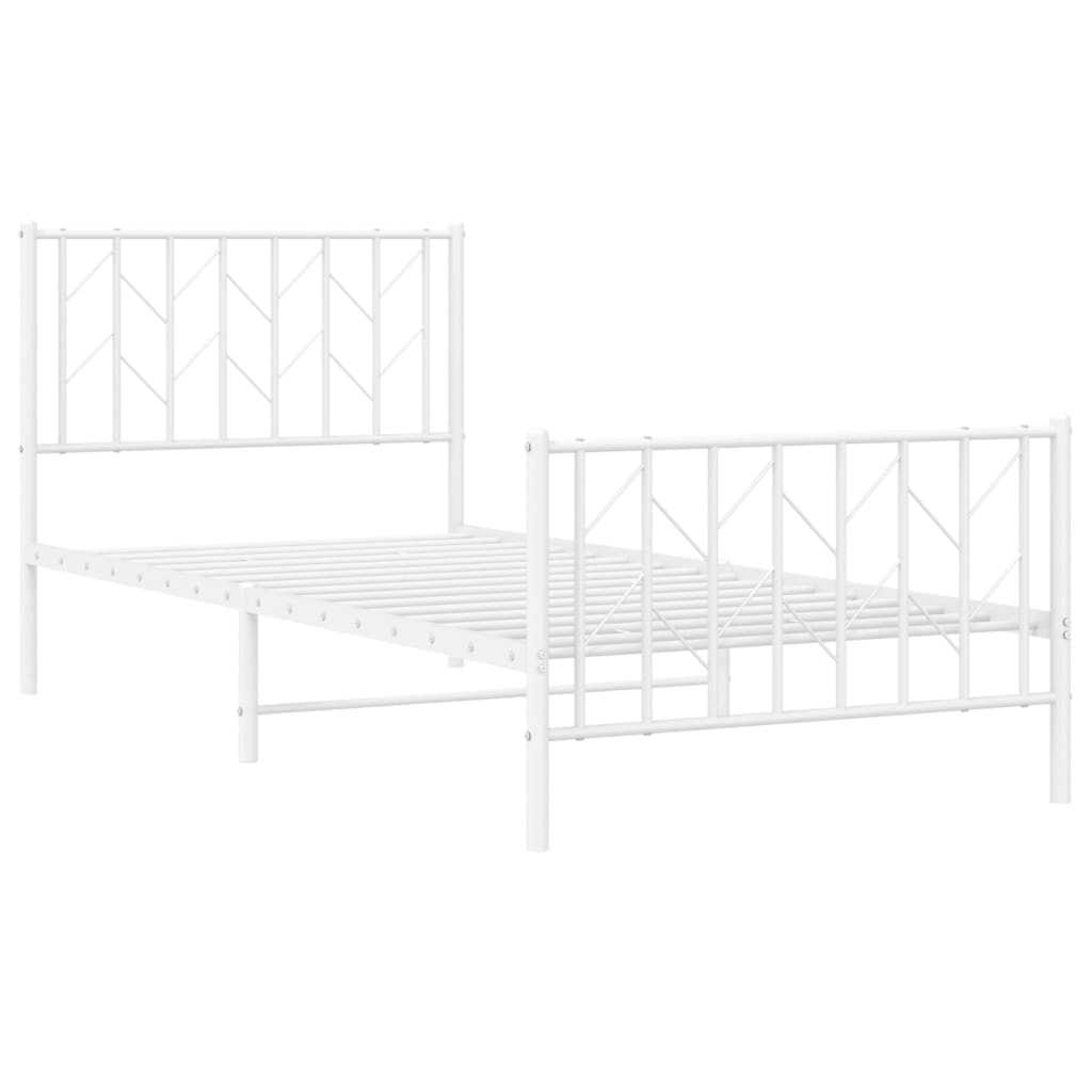 fehér fém ágykeret fej- és lábtámlával 90 x 200 cm