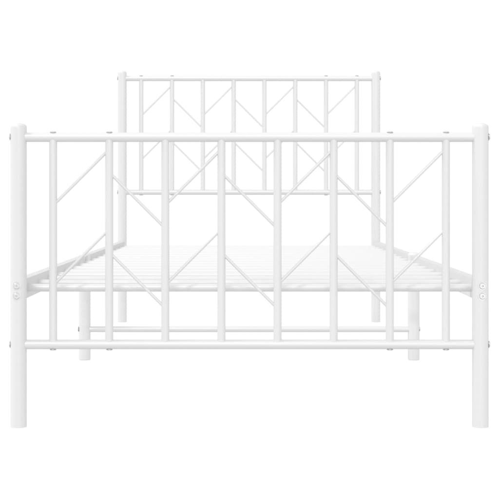 fehér fém ágykeret fej- és lábtámlával 90 x 200 cm