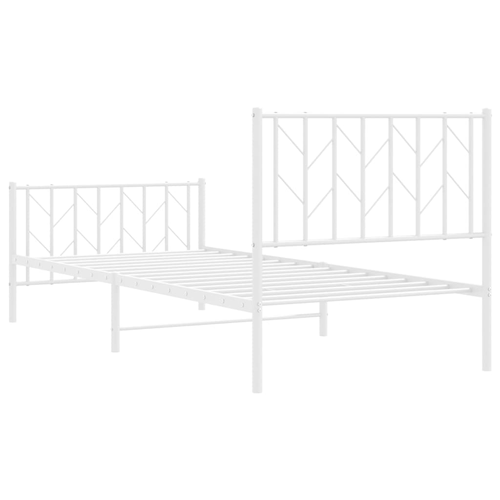 fehér fém ágykeret fej- és lábtámlával 90 x 200 cm