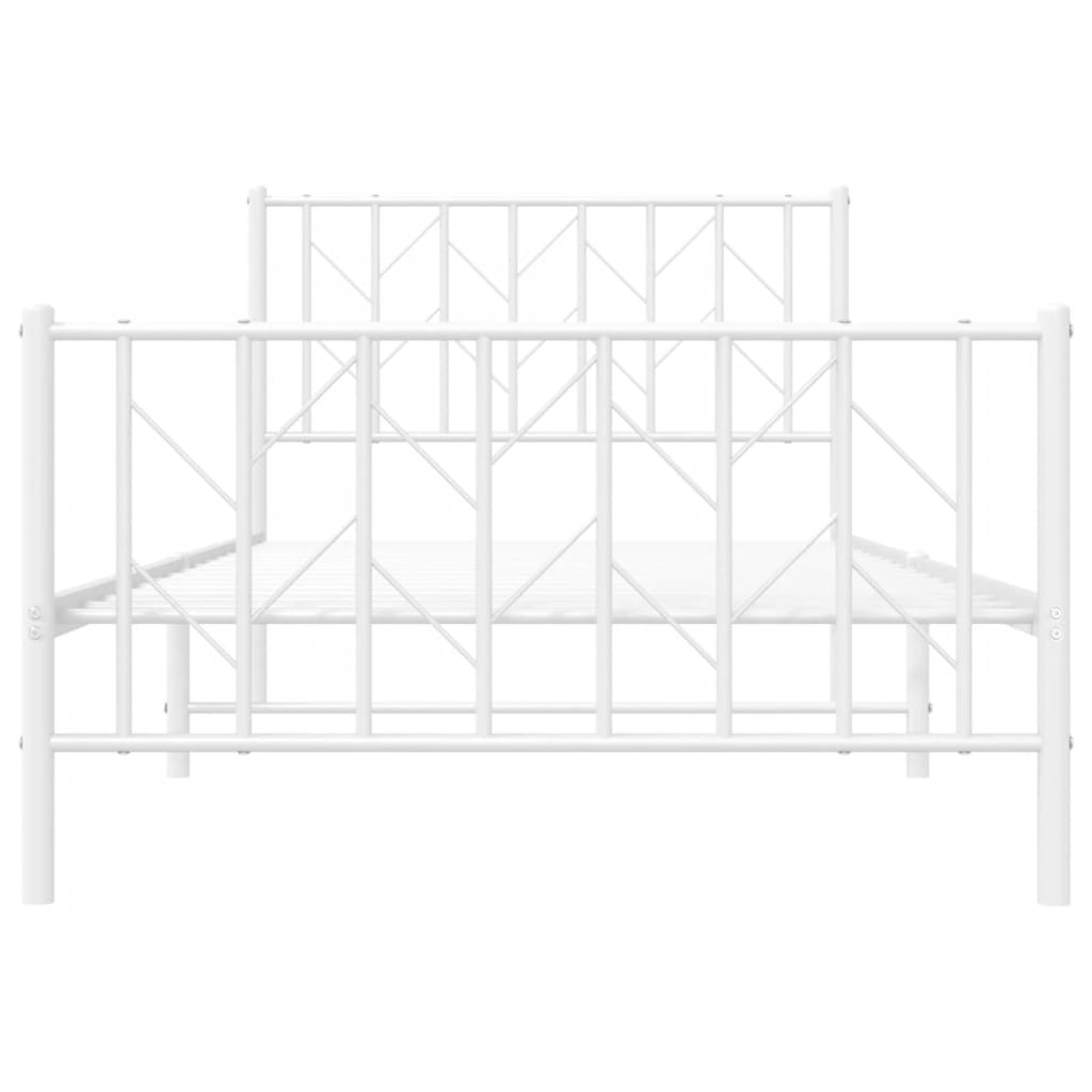 fehér fém ágykeret fej- és lábtámlával 100 x 190 cm