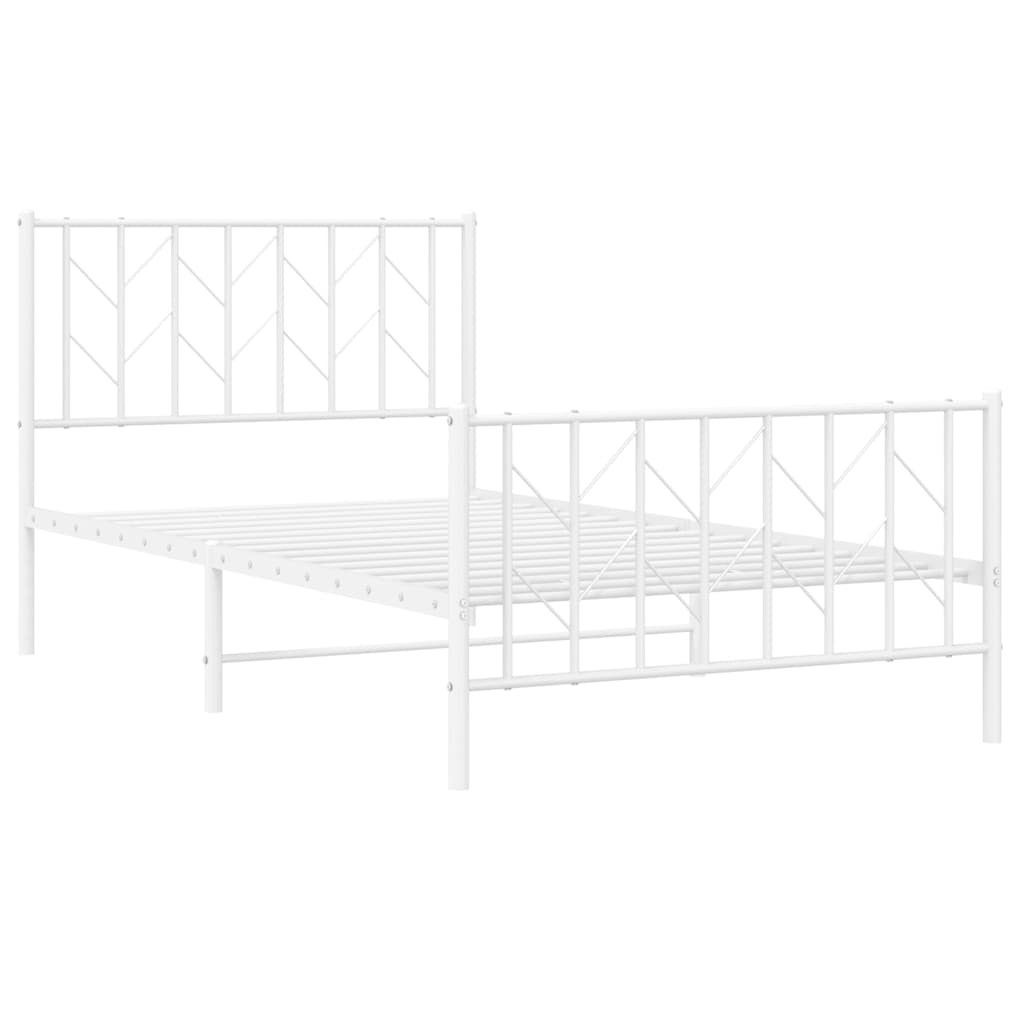 fehér fém ágykeret fej- és lábtámlával 100 x 200 cm