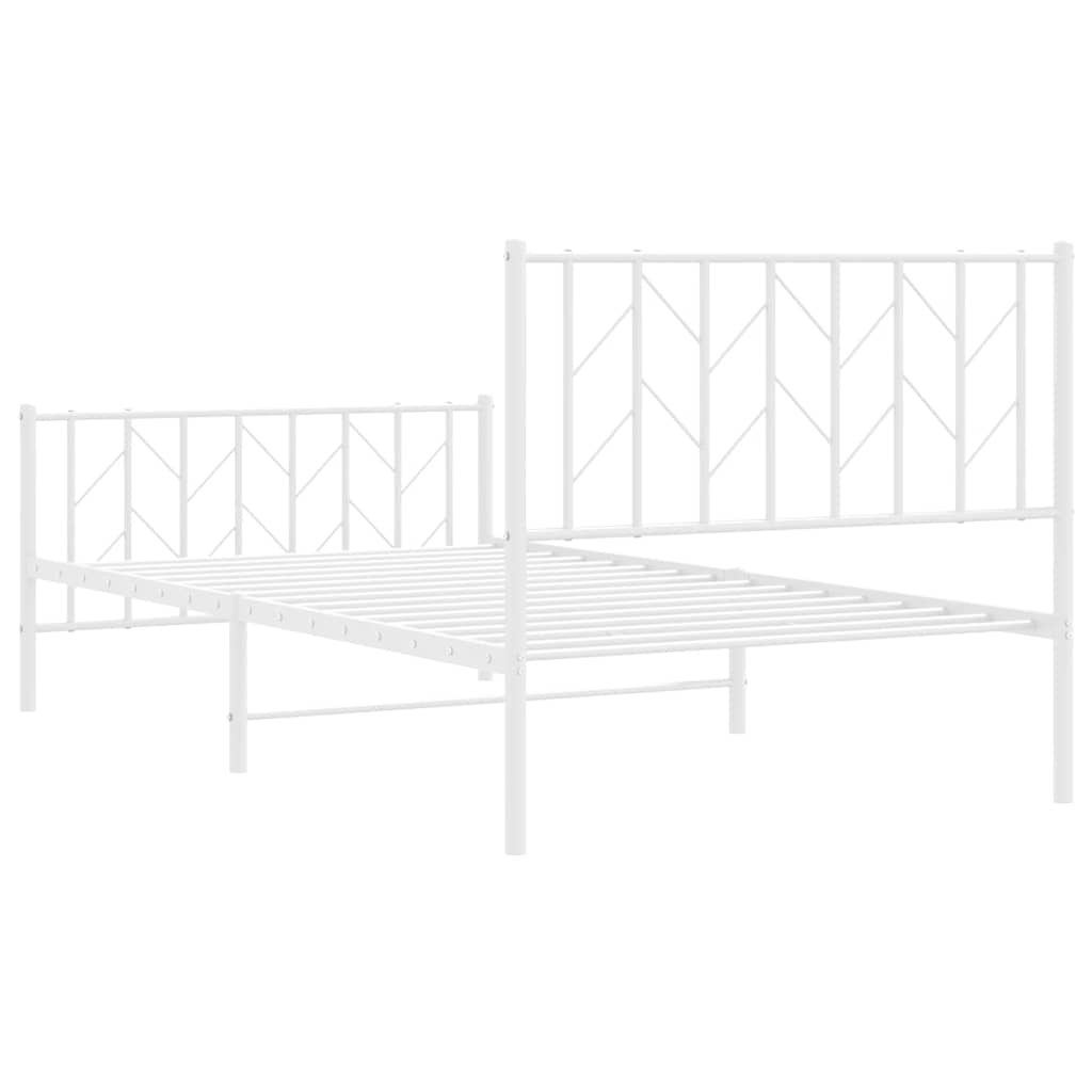 fehér fém ágykeret fej- és lábtámlával 100 x 200 cm