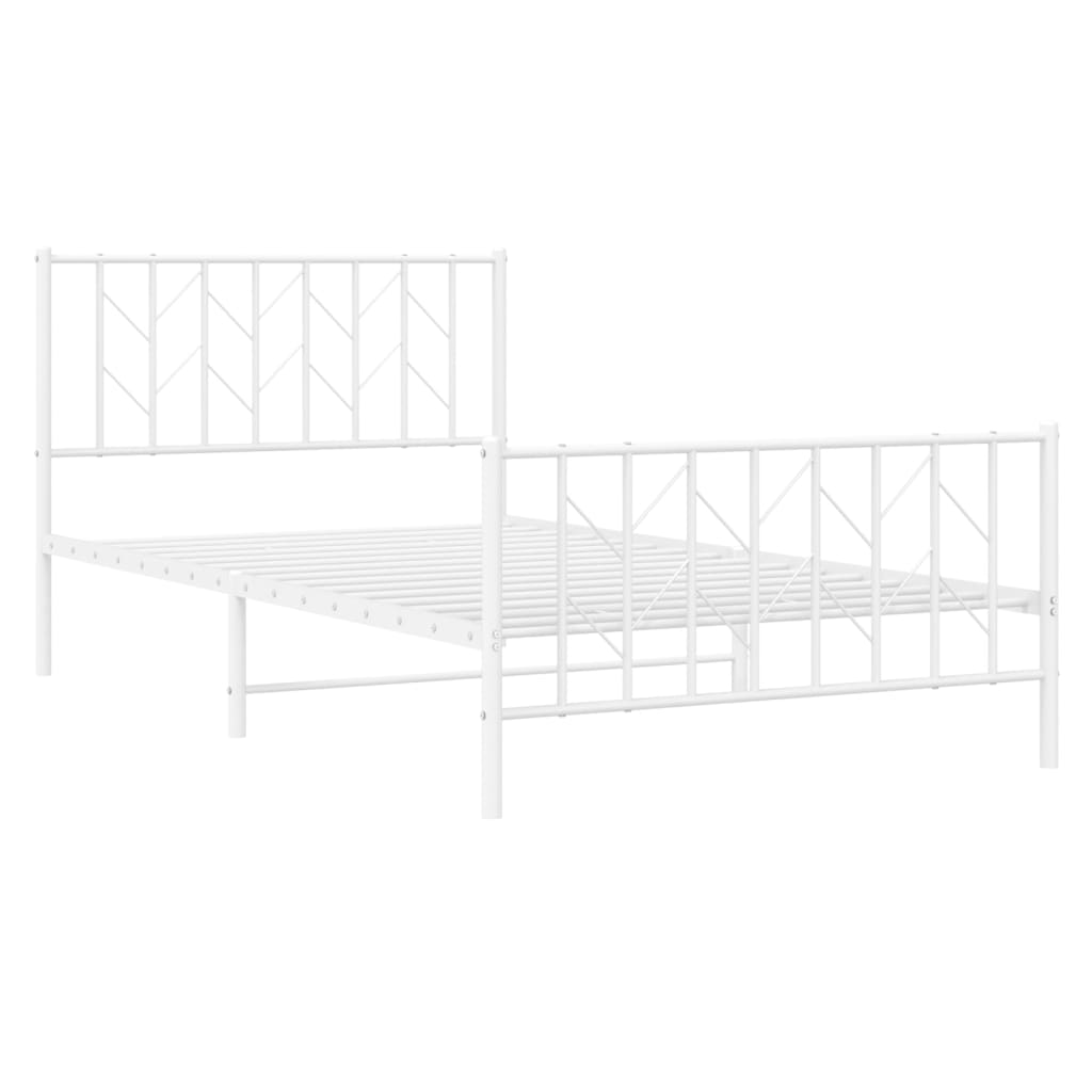 fehér fém ágykeret fej- és lábtámlával 107 x 203 cm