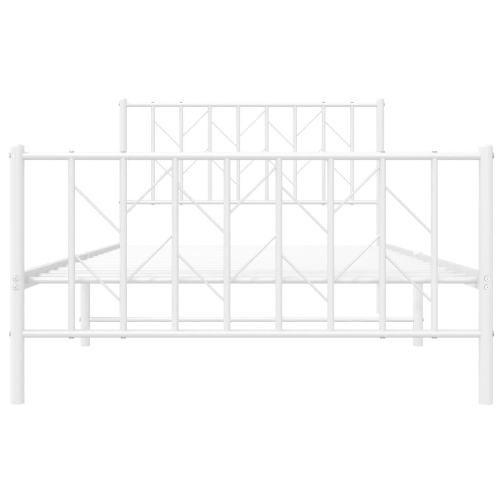 fehér fém ágykeret fej- és lábtámlával 107 x 203 cm