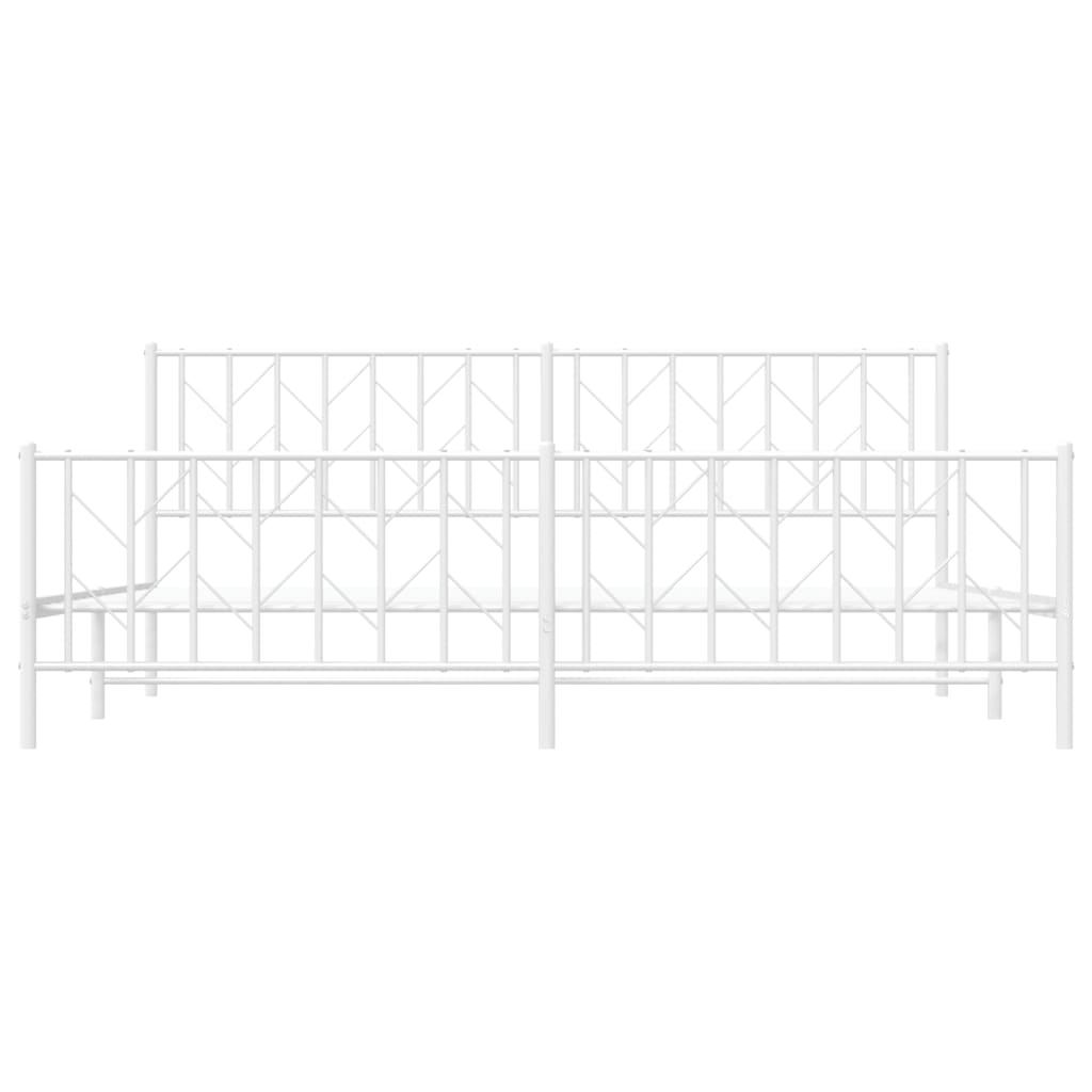 fehér fém ágykeret fej- és lábtámlával 200 x 200 cm