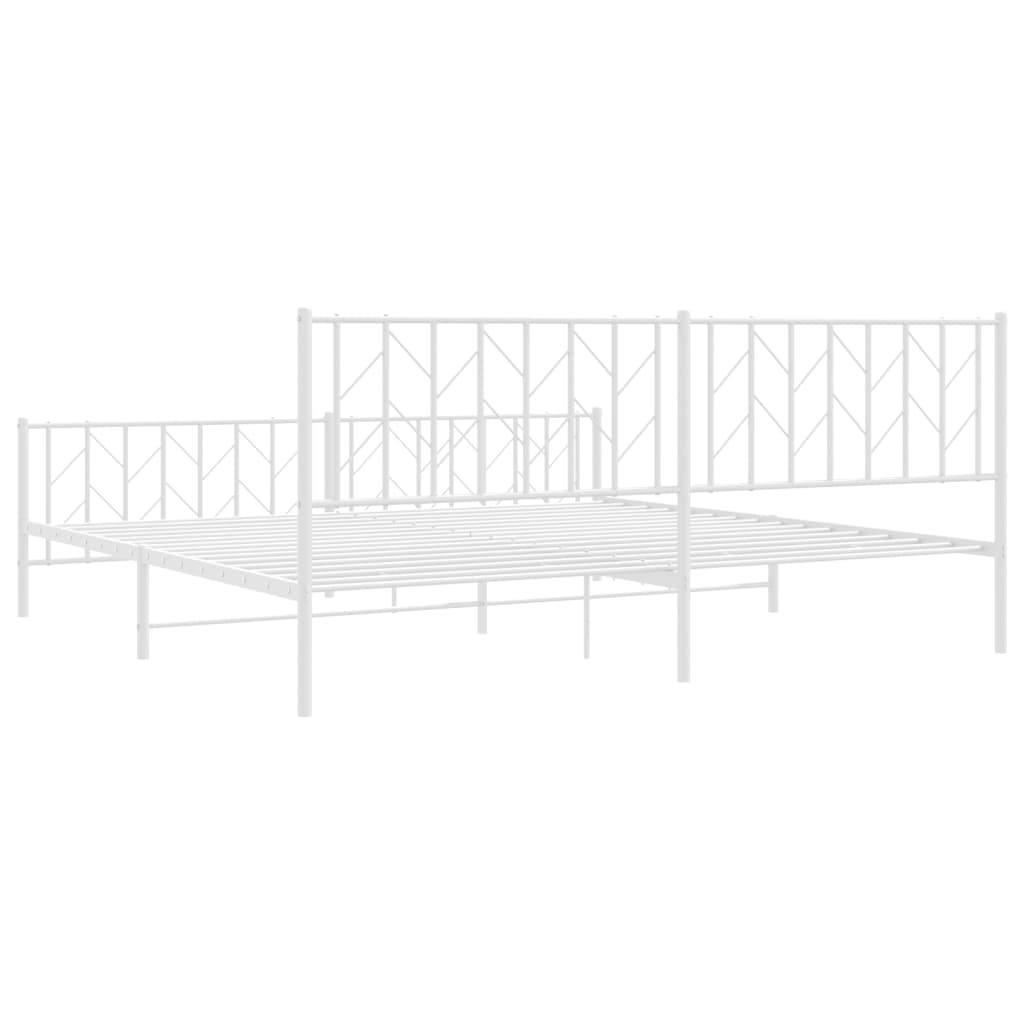 fehér fém ágykeret fej- és lábtámlával 200 x 200 cm