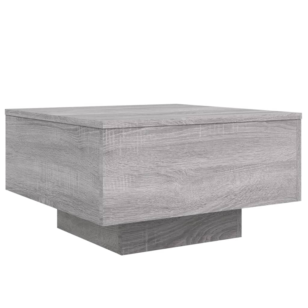 szürke sonoma színű szerelt fa dohányzóasztal 55x55x31 cm