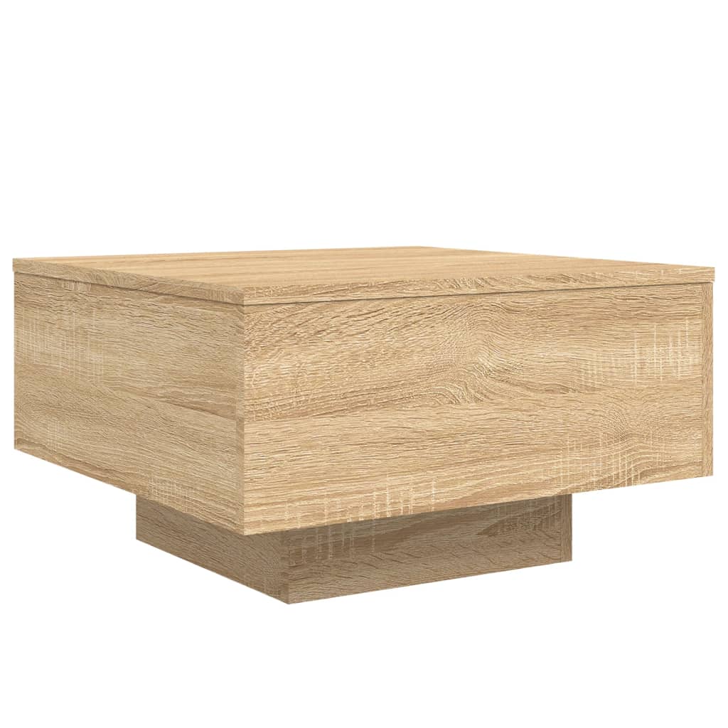 sonoma tölgy színű dohányzóasztal LED-lámpákkal 55 x 55 x 31 cm