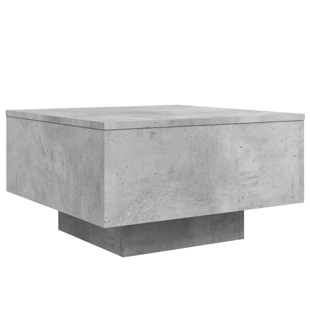 betonszürke dohányzóasztal LED-lámpákkal 55 x 55 x 31 cm