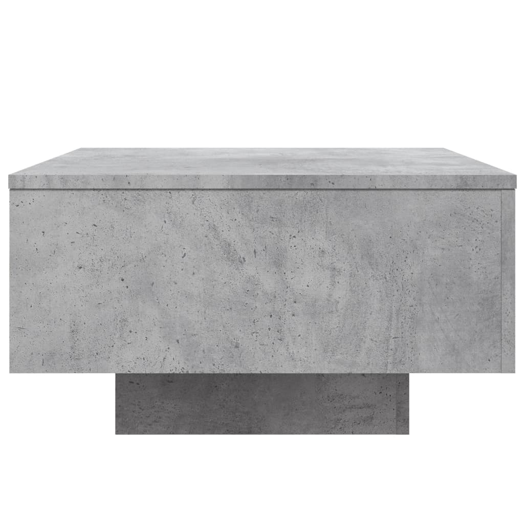 betonszürke dohányzóasztal LED-lámpákkal 55 x 55 x 31 cm