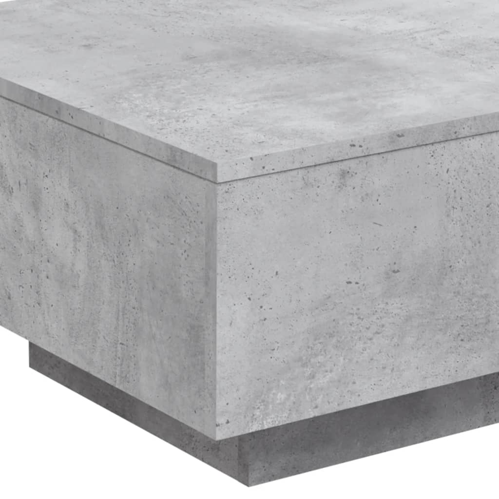 betonszürke dohányzóasztal LED-lámpákkal 55 x 55 x 31 cm