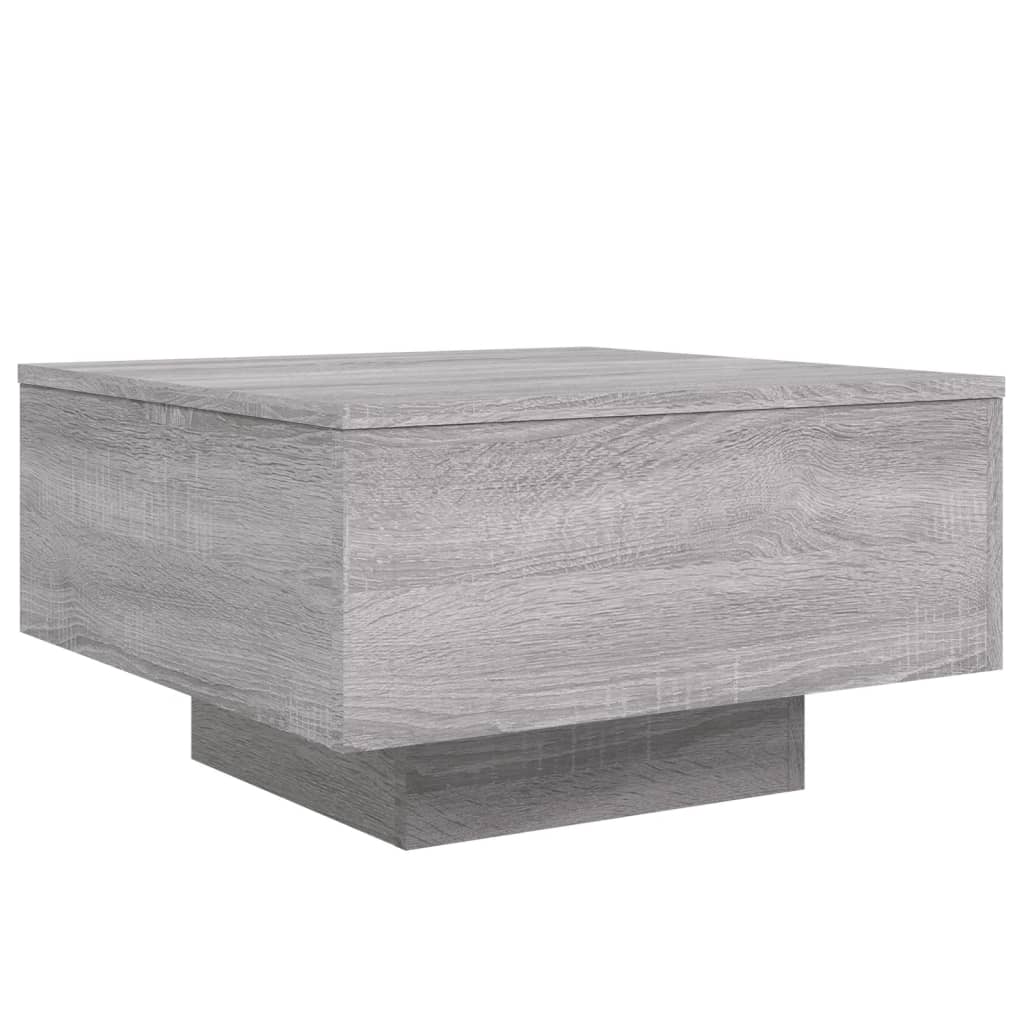 szürke sonoma színű dohányzóasztal LED-lámpákkal 55x55x31 cm