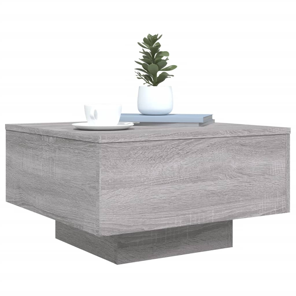 szürke sonoma színű dohányzóasztal LED-lámpákkal 55x55x31 cm