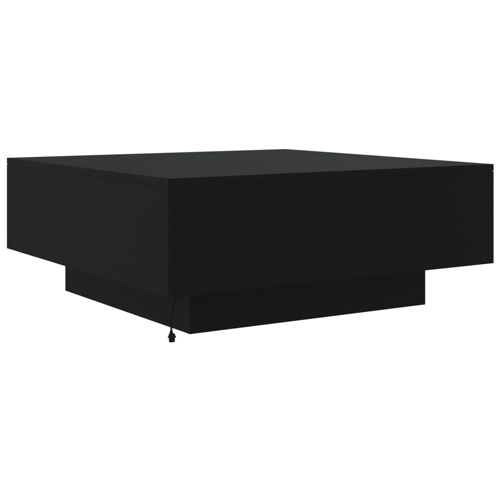 fekete dohányzóasztal LED-lámpákkal 80 x 80 x 31 cm