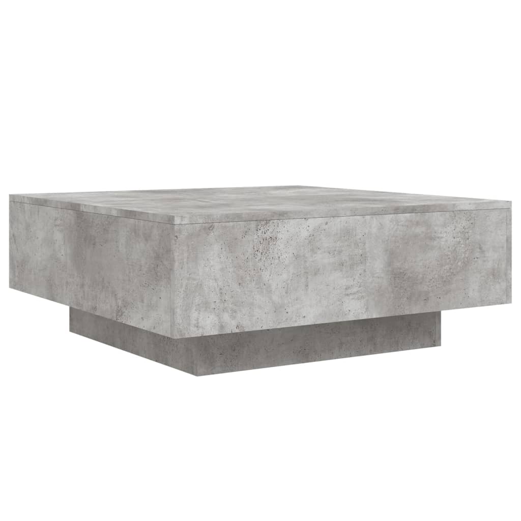 betonszürke dohányzóasztal LED-lámpákkal 80 x 8 0x 31 cm