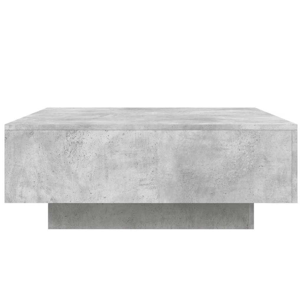 betonszürke dohányzóasztal LED-lámpákkal 80 x 8 0x 31 cm
