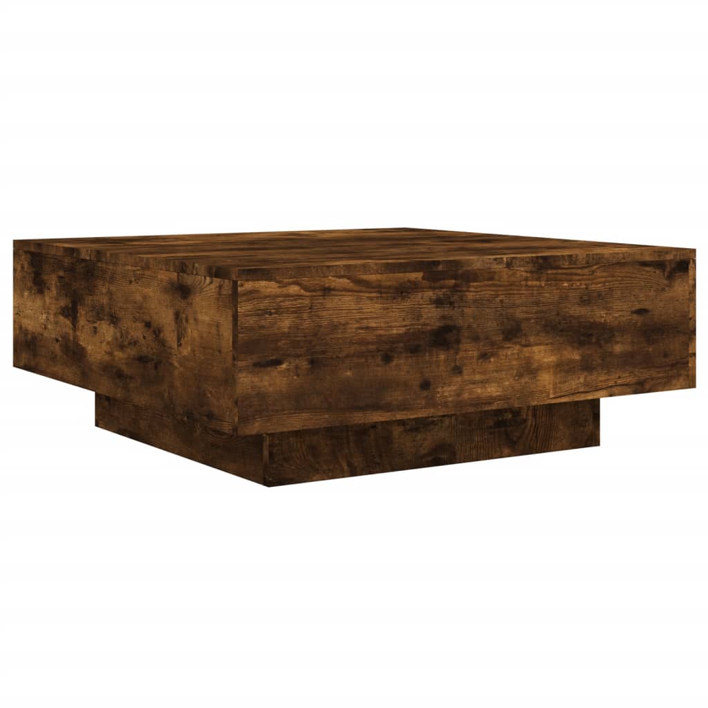 füstös tölgy színű dohányzóasztal LED-lámpákkal 80 x 8 0x 31 cm