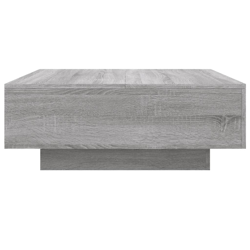 szürke sonoma színű dohányzóasztal LED-lámpákkal 80x80x31 cm