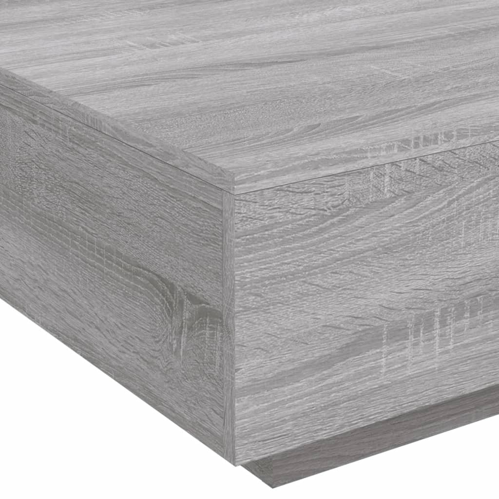 szürke sonoma színű dohányzóasztal LED-lámpákkal 80x80x31 cm