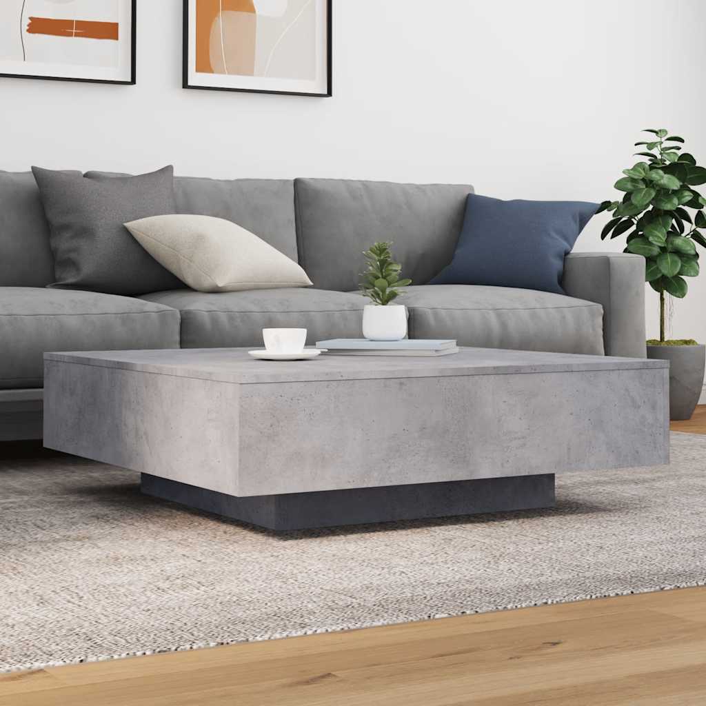 betonszürke szerelt fa dohányzóasztal 100x100x31 cm