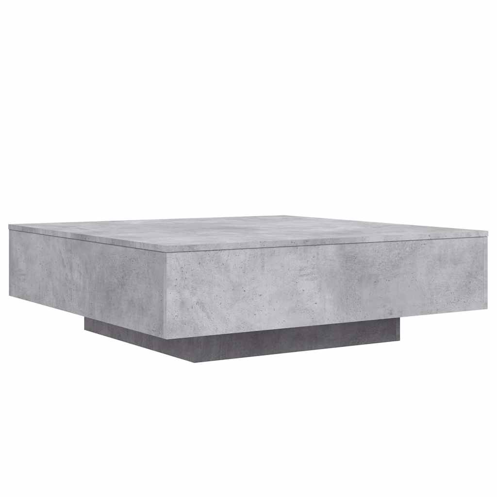 betonszürke dohányzóasztal LED-lámpákkal 100 x 100 x 31 cm