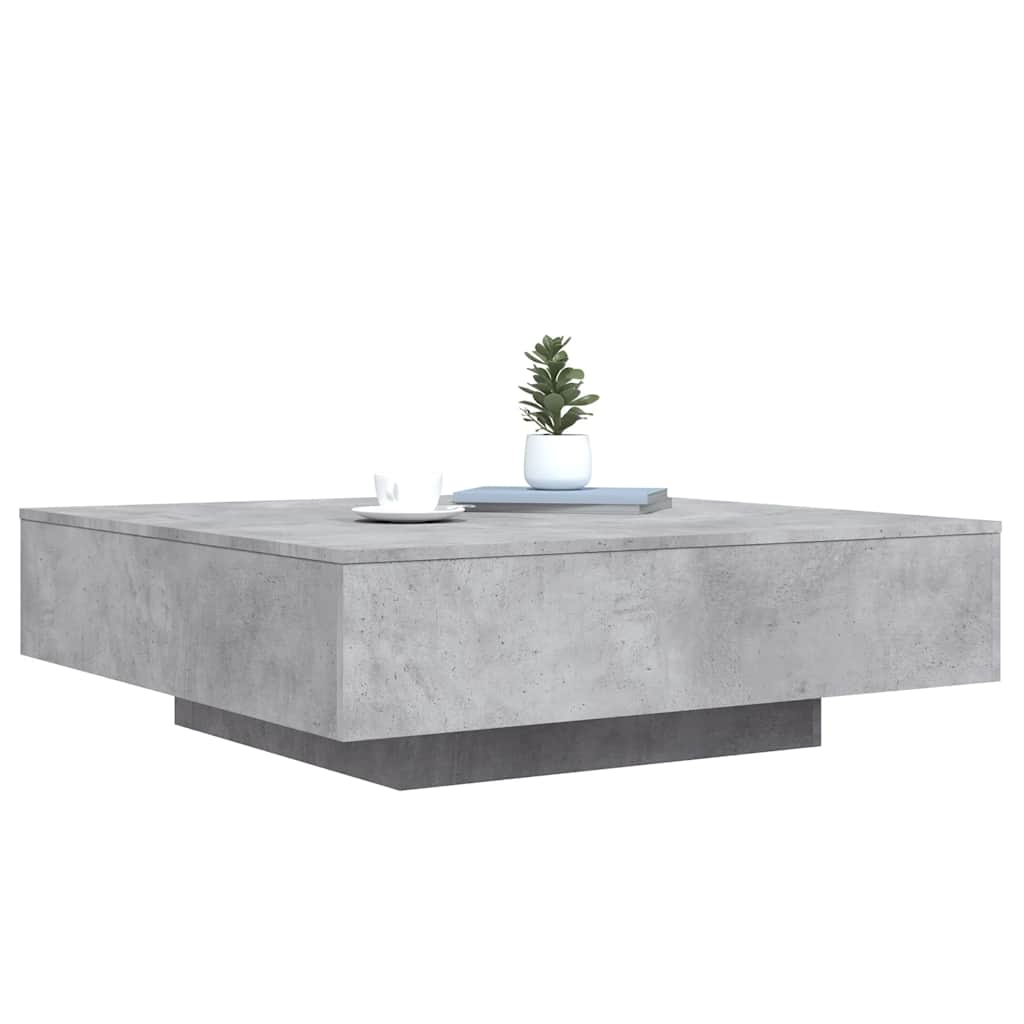 betonszürke dohányzóasztal LED-lámpákkal 100 x 100 x 31 cm