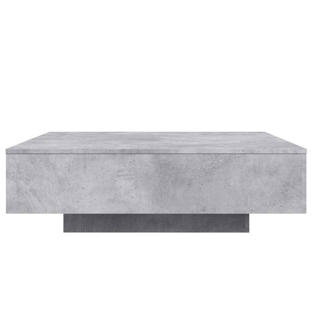 betonszürke dohányzóasztal LED-lámpákkal 100 x 100 x 31 cm
