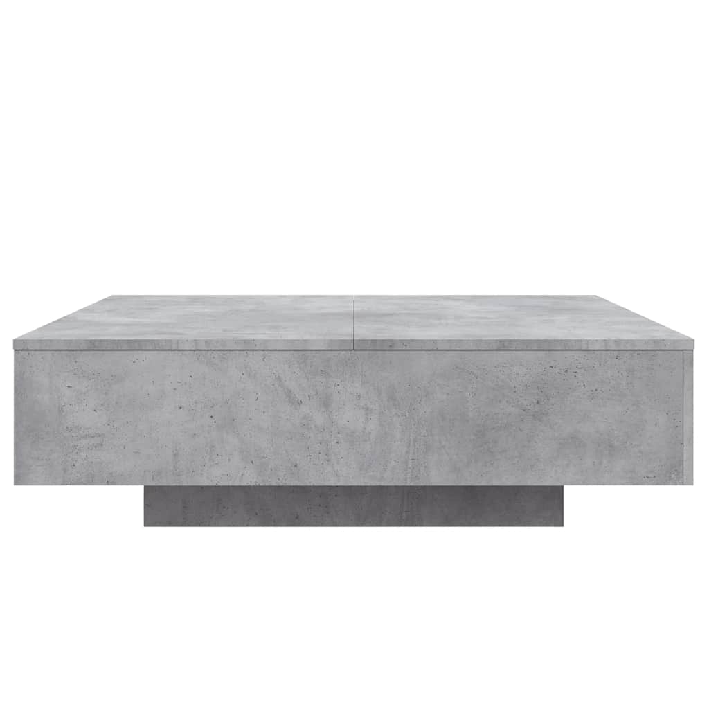 betonszürke dohányzóasztal LED-lámpákkal 100 x 100 x 31 cm