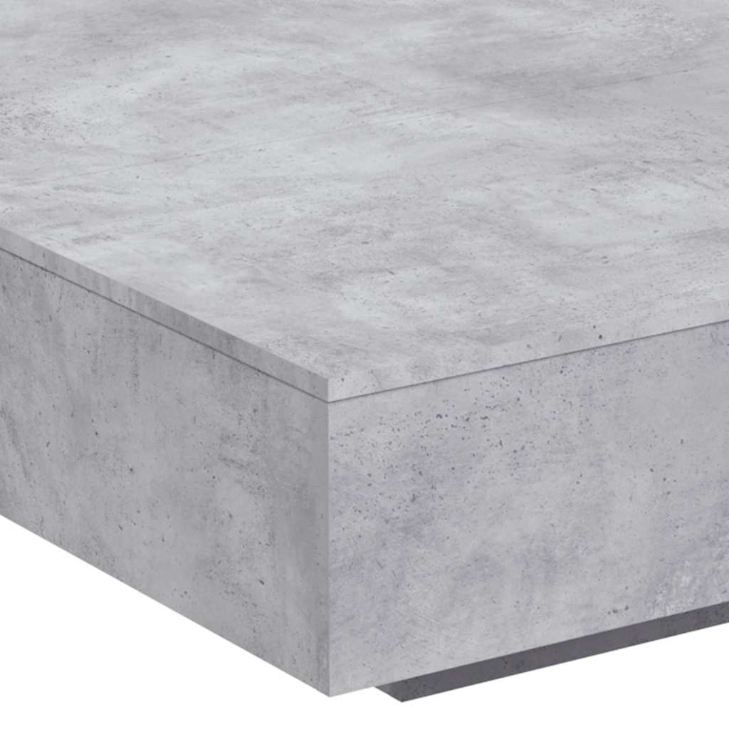 betonszürke dohányzóasztal LED-lámpákkal 100 x 100 x 31 cm