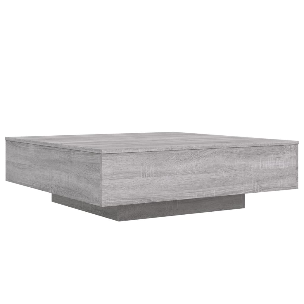 szürke sonoma színű dohányzóasztal LED-lámpákkal 100x100x31 cm