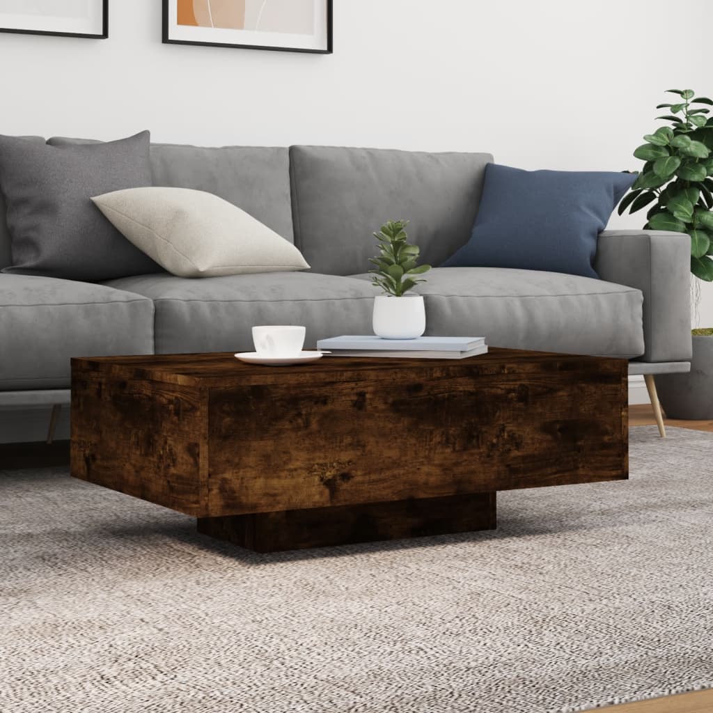 füstös tölgy színű dohányzóasztal LED-lámpákkal 85 x 55 x 31 cm