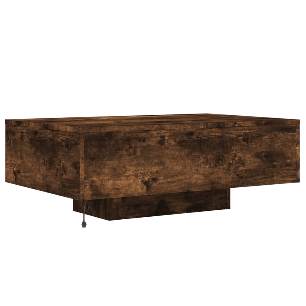 füstös tölgy színű dohányzóasztal LED-lámpákkal 85 x 55 x 31 cm