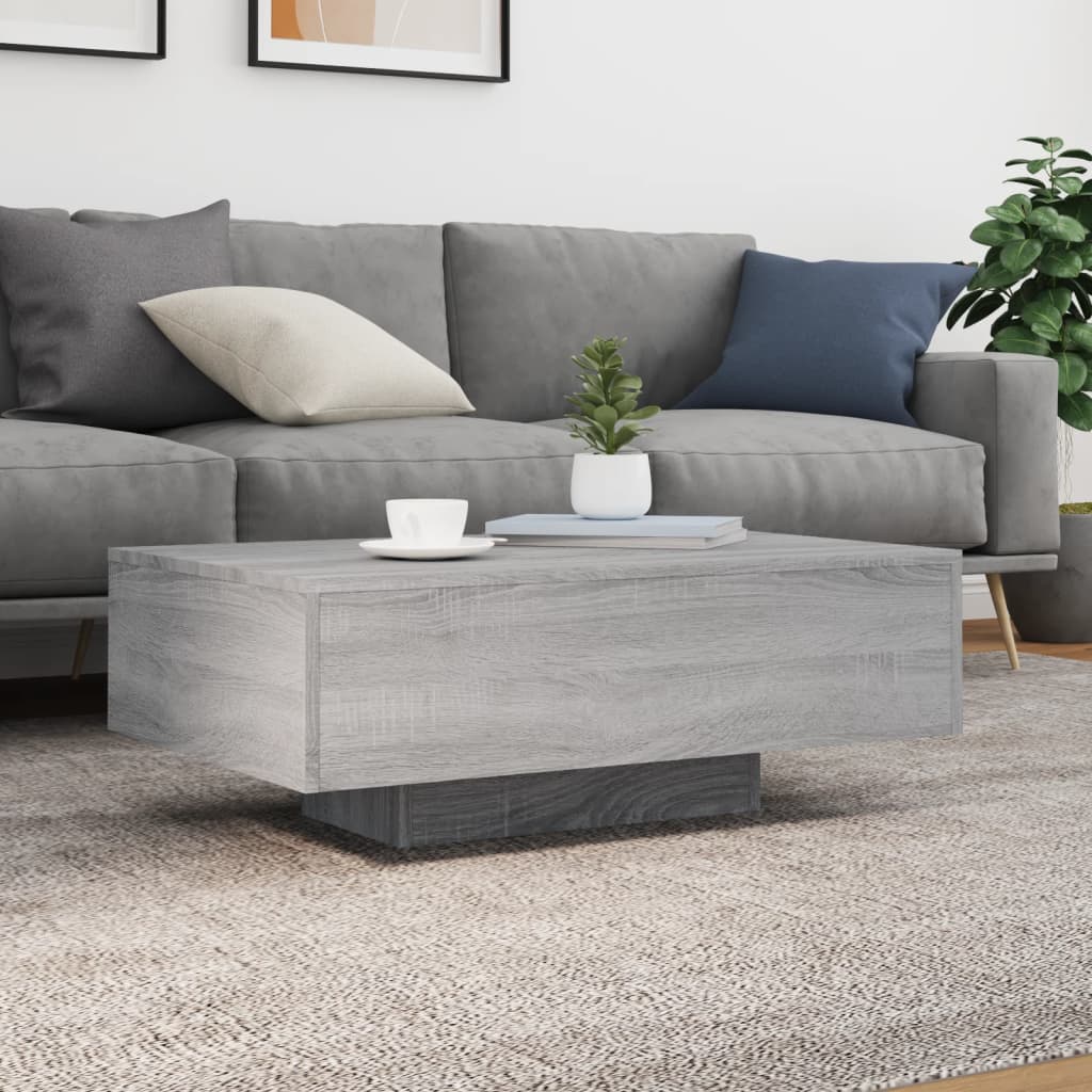 szürke sonoma színű dohányzóasztal LED-lámpákkal 85x55x31 cm