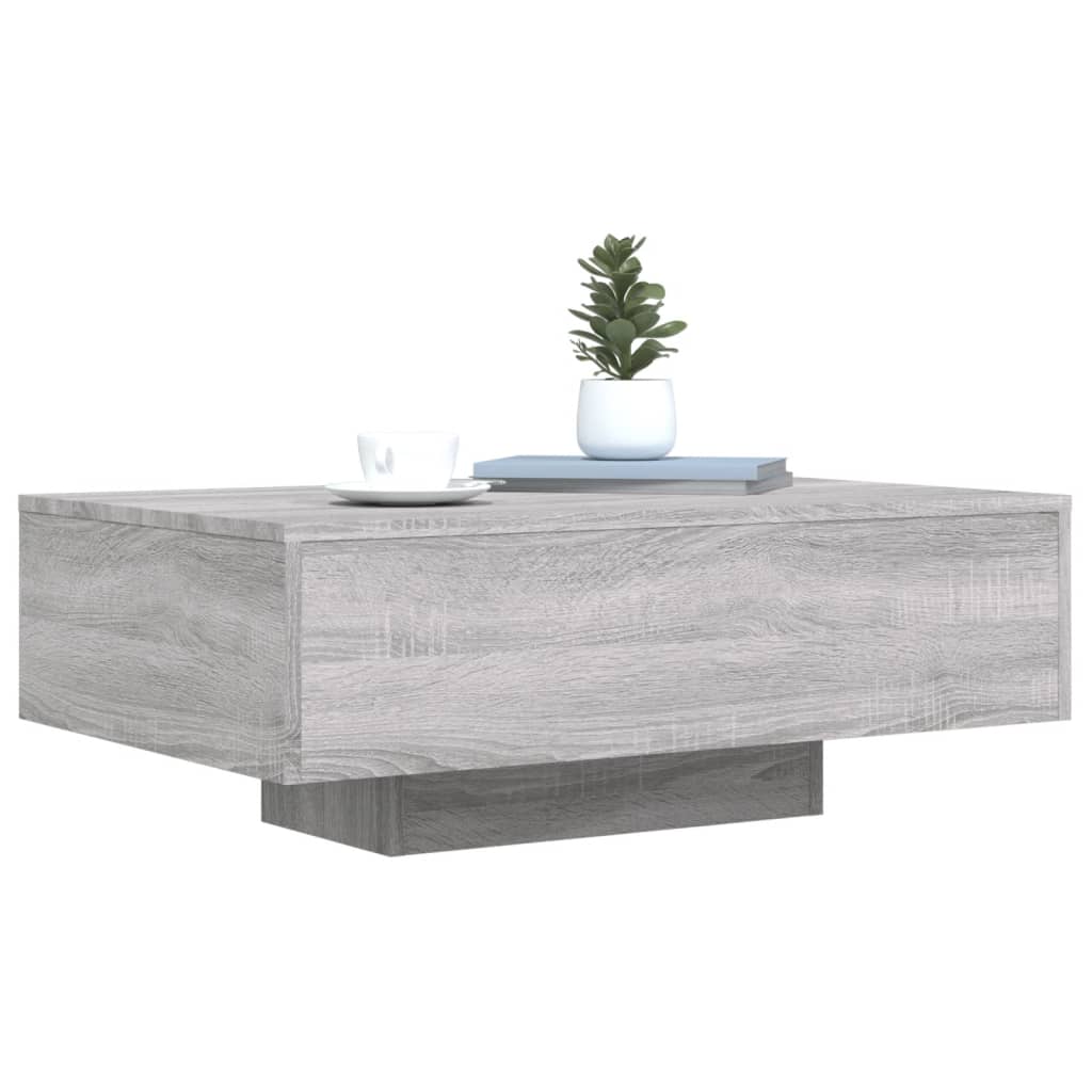szürke sonoma színű dohányzóasztal LED-lámpákkal 85x55x31 cm