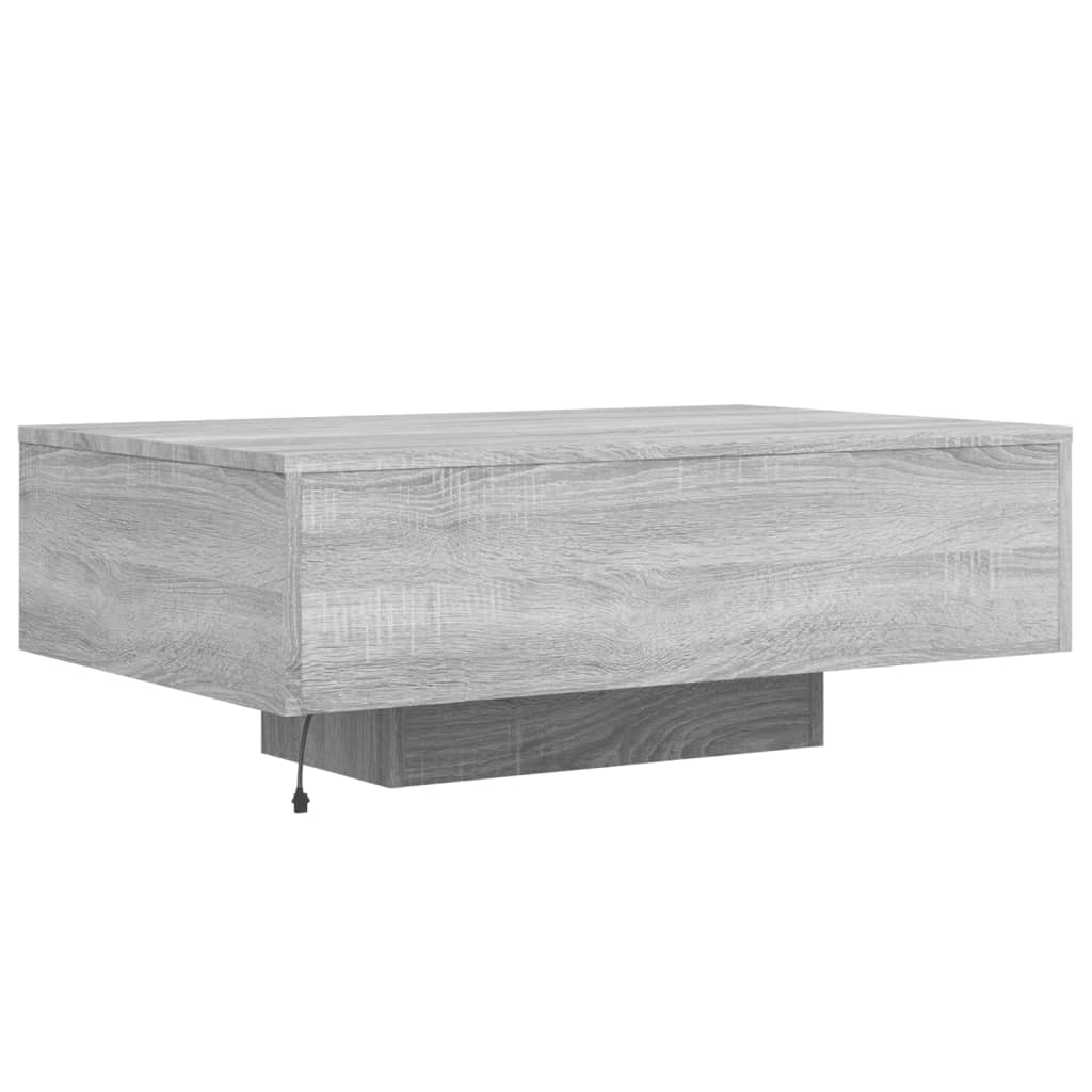 szürke sonoma színű dohányzóasztal LED-lámpákkal 85x55x31 cm
